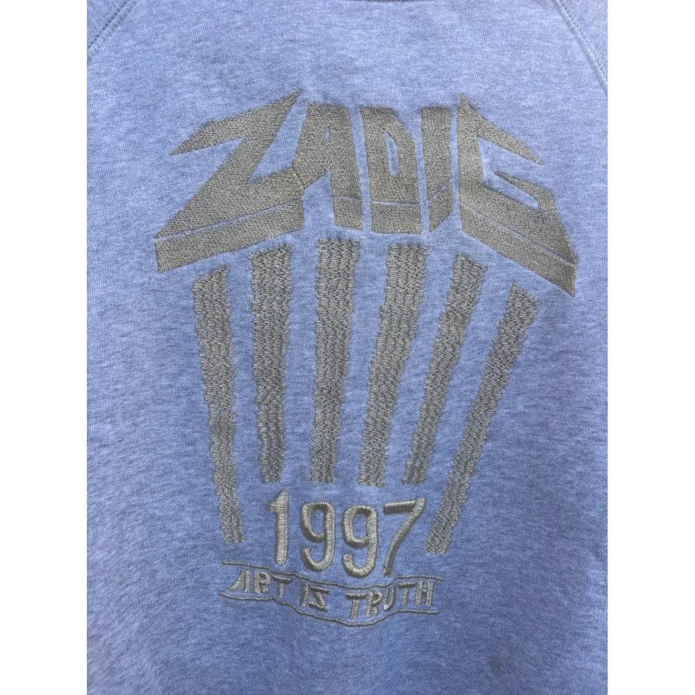 Zadig &‎ Voltaire Art Is Truth 1997 Gray Sweatshirt XS Metallic Logo